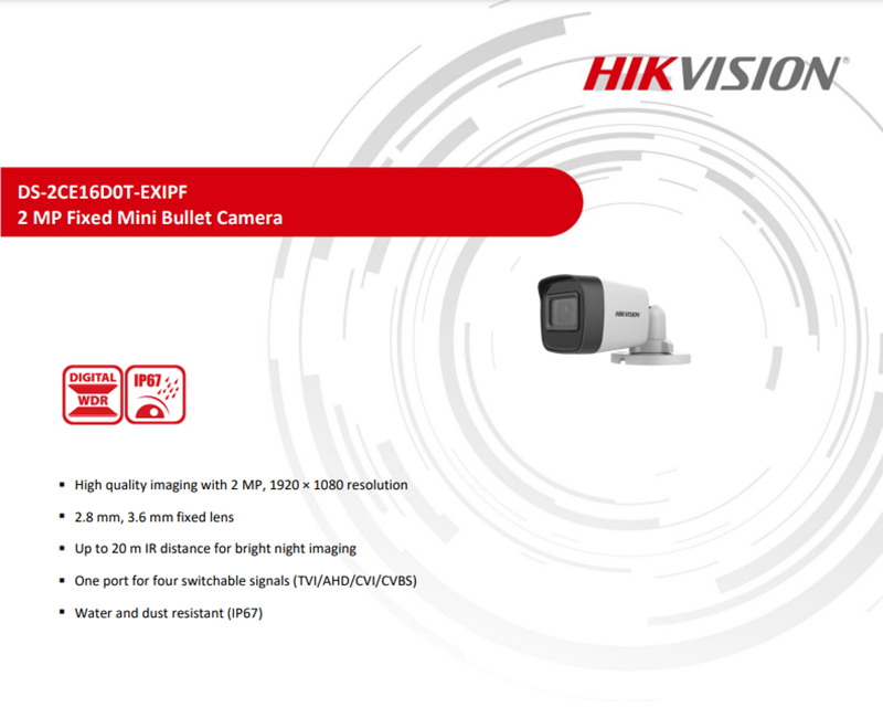 Hikvision CCTV 2MP HD Smart IR High quality Lens CCTV Camera IR Fixed ...