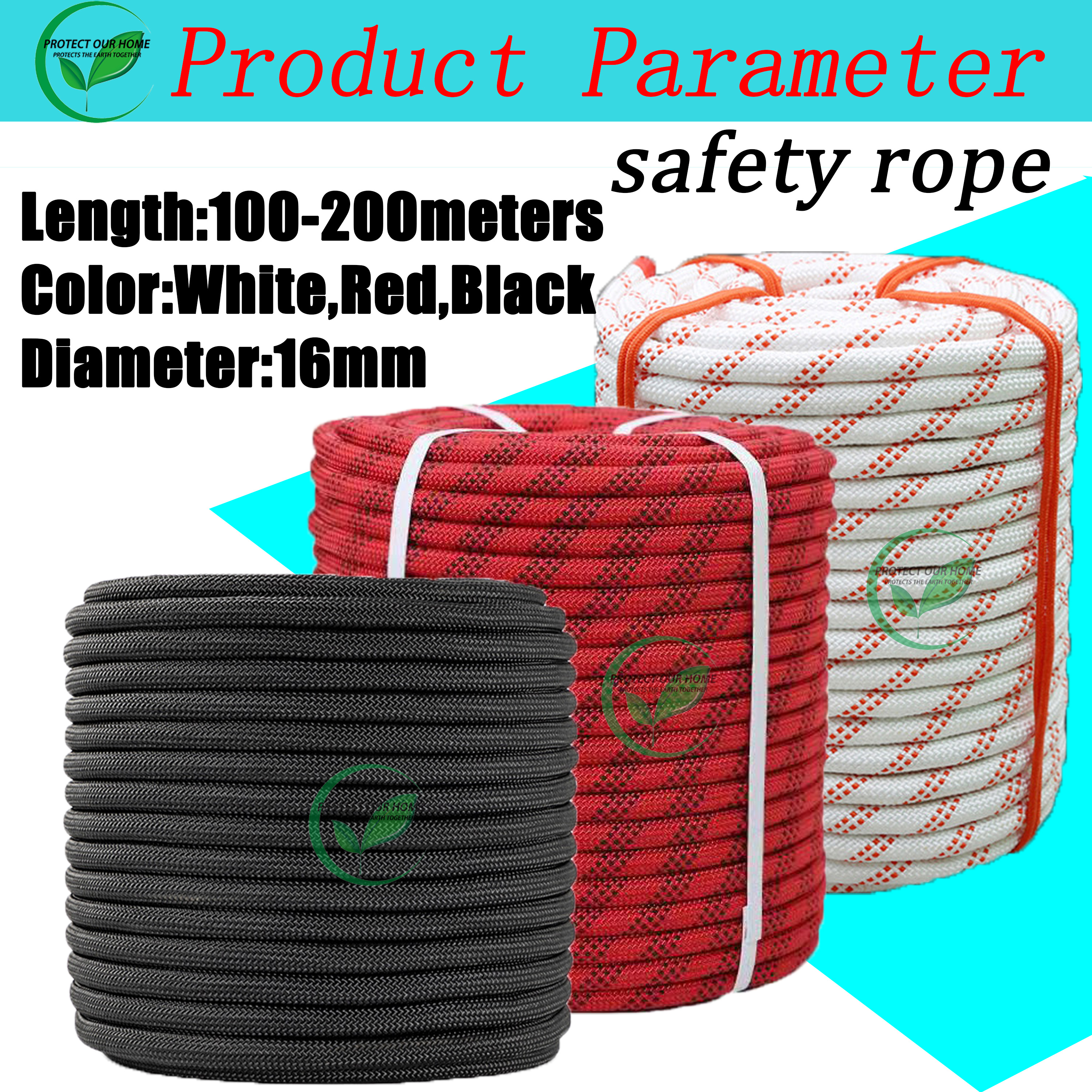 Diameter 16mm,Length 100m-300m safety rope, climbing rope, rescue rope ...