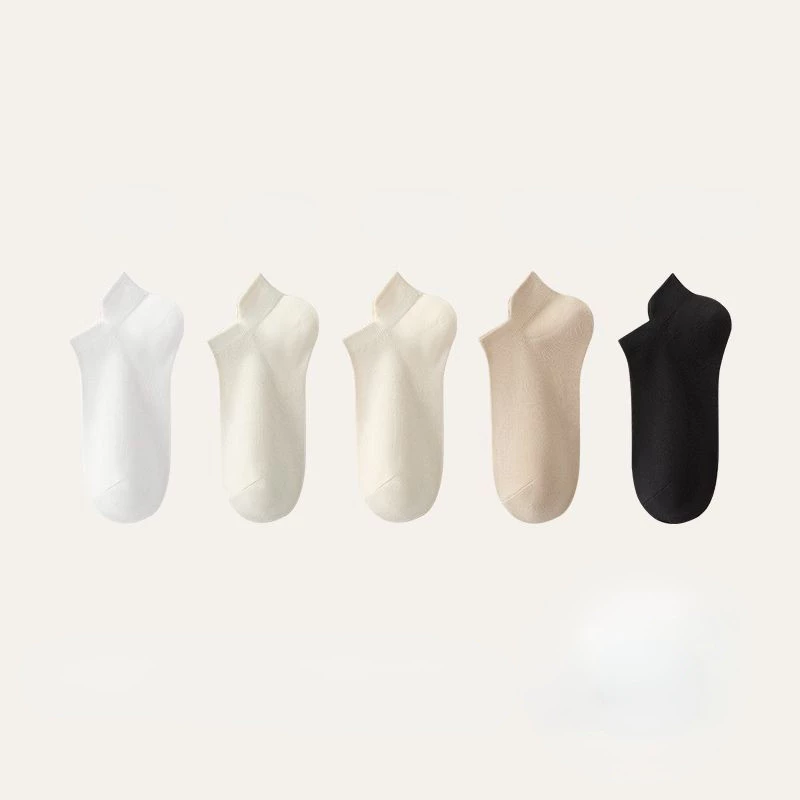 5 pairs of short socks, thin solid color socks, student socks, non slip ...