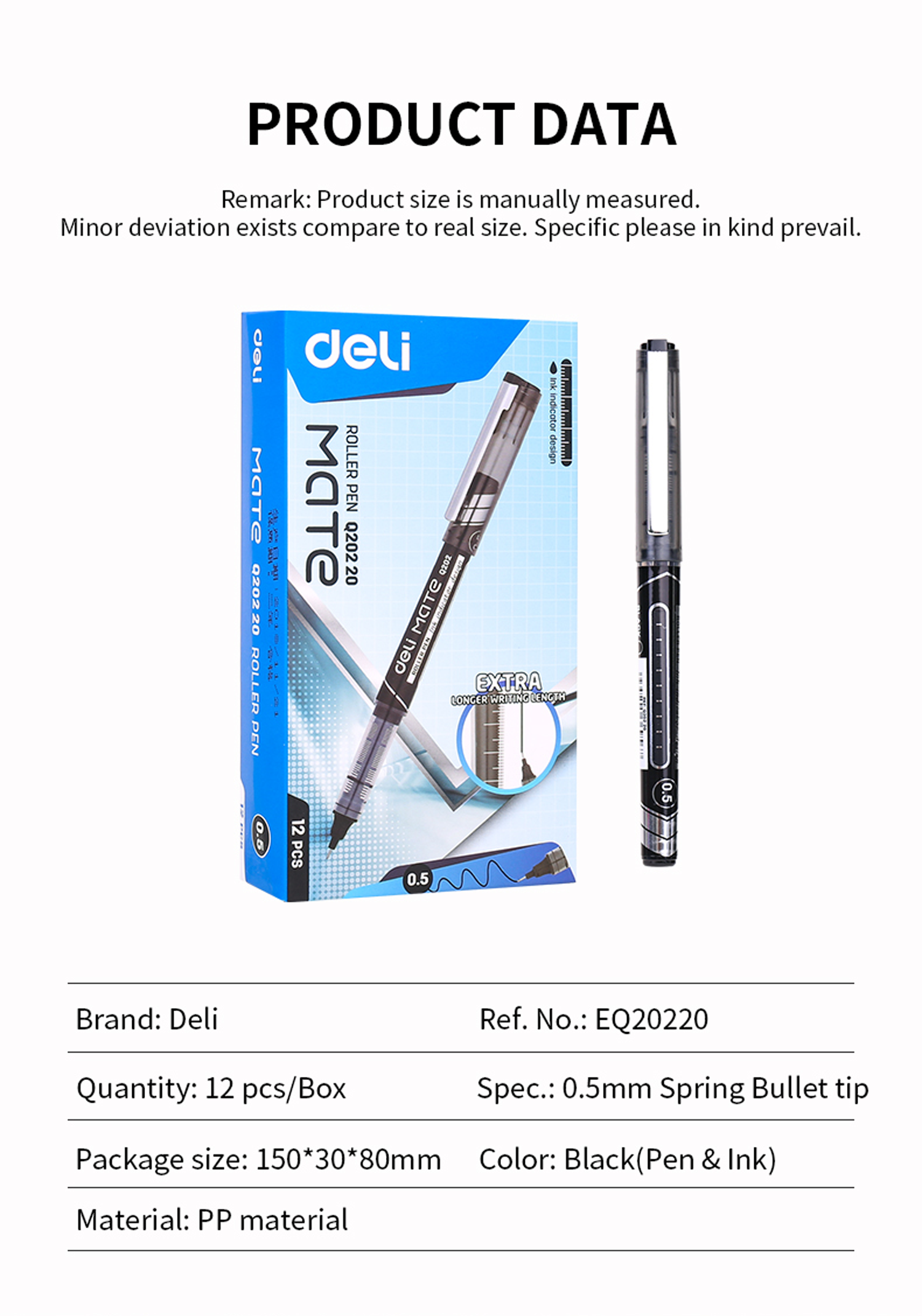 Deli EQ20220 Writing Instrument - Mate Liquid Pen Black 0.5mm (1PC ...