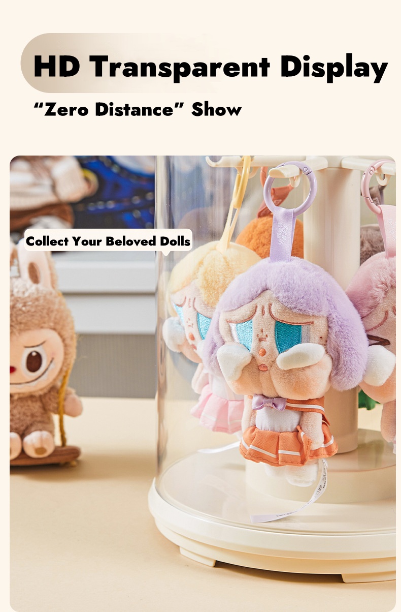 360° Rotating Labubu Plush Toys Transparent Display Case Organizer Rack ...