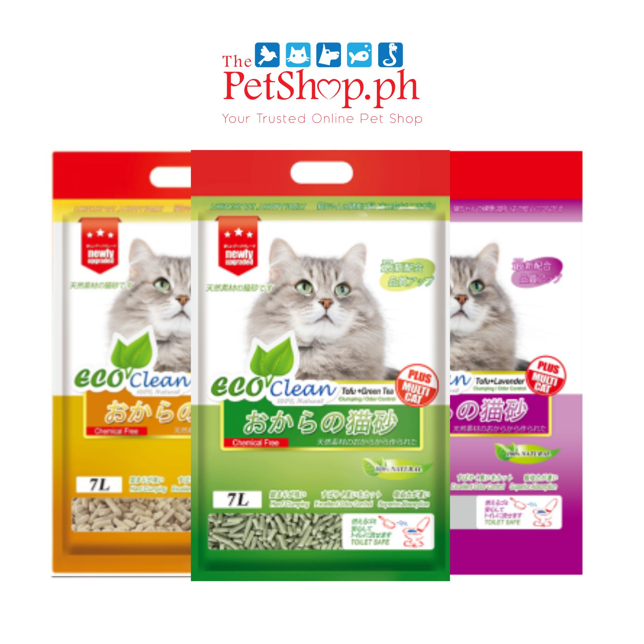 Eco Clean Tofu Cat Litter Clumping 7L Set of 6 Flushable (3kg each ...