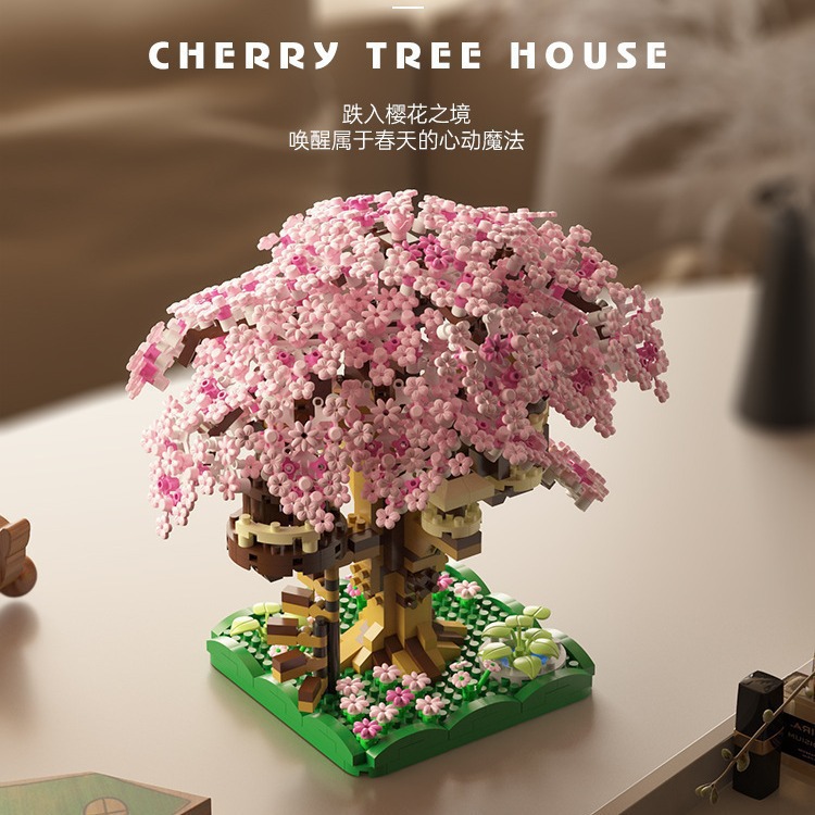 Sakura Tree House Building Blocks Toys DIY Holiday gifts Flower Brick ...