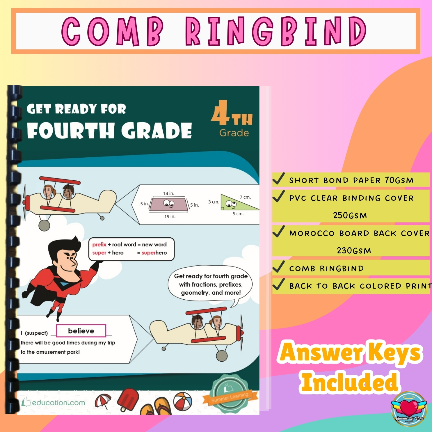 GRADE 4 (MATH) Activity Workbook Worksheet Homeschool Learning ...