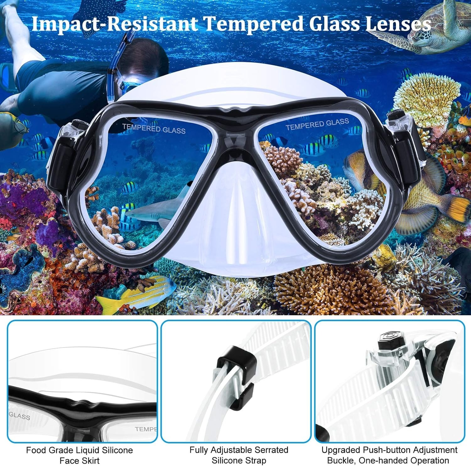 DIVI Snorkeling Set Snorkel Set for Adult Diving Mask with Snorkel Anti ...