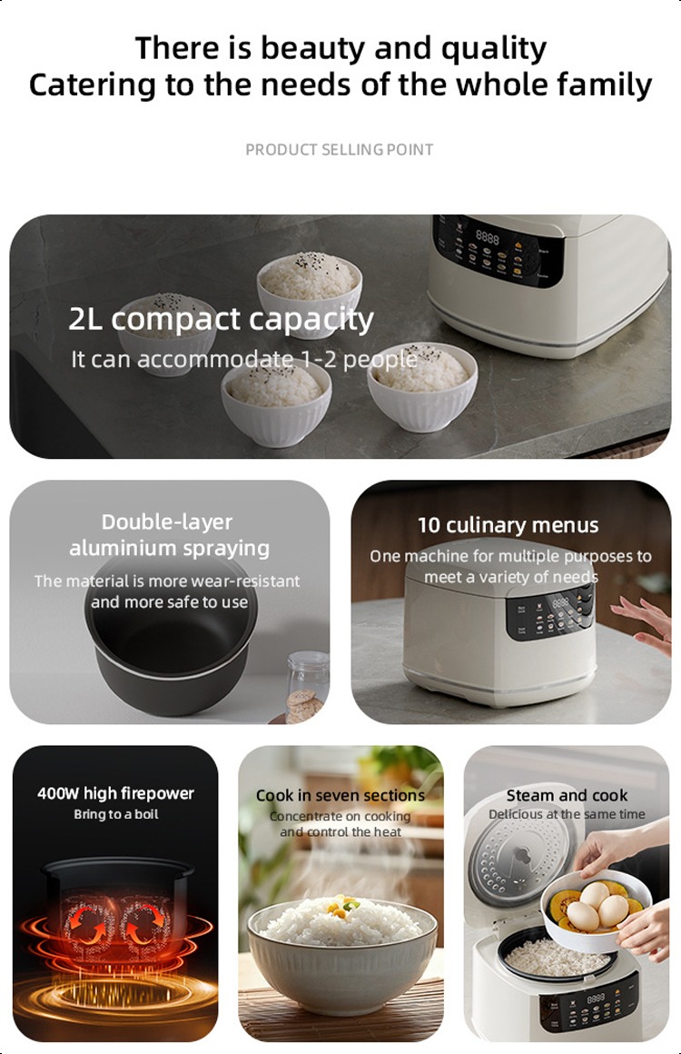 KNAB Smart color screen Mini Rice Cooker 2L Multifunctional Electric ...