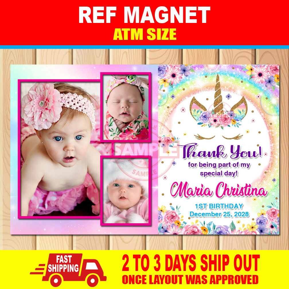 Unicorn Ref Magnet Birthday Christening Baptism Dedication Customized ...