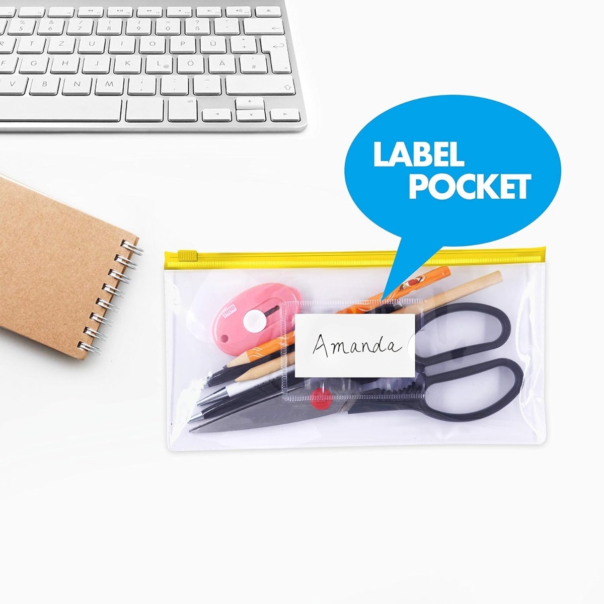 12Pcs Long/B6 Transparent File Zipper Bags Plastic Envelopes Poly Zip ...