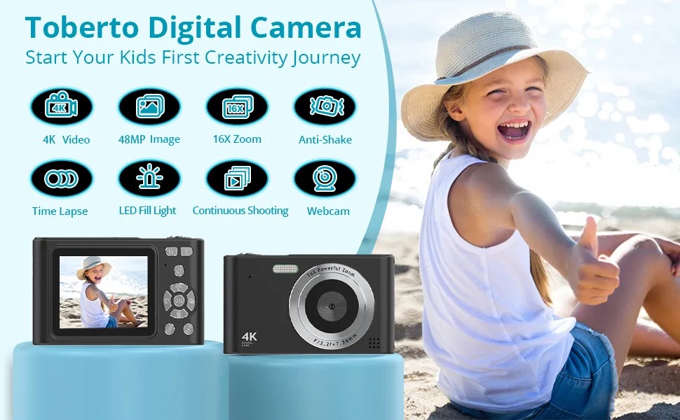 4K Digital Camera For Photography CCD Flash HD 16X ZOOM Digicam For ...