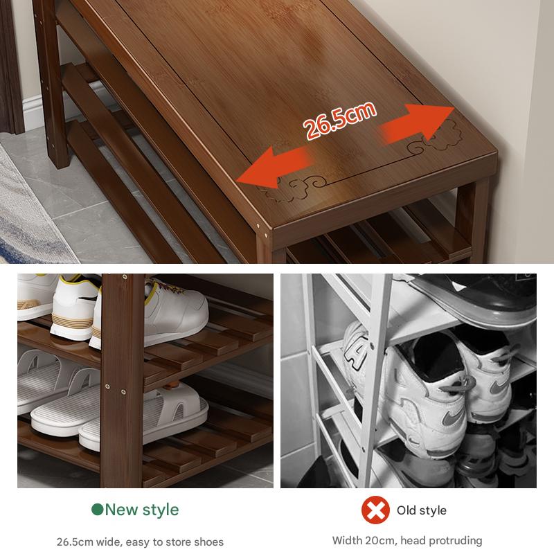 40/50/70/100 Bamboo Shoe Stool Cabinet Shoe Rack Stool Storage Modern ...