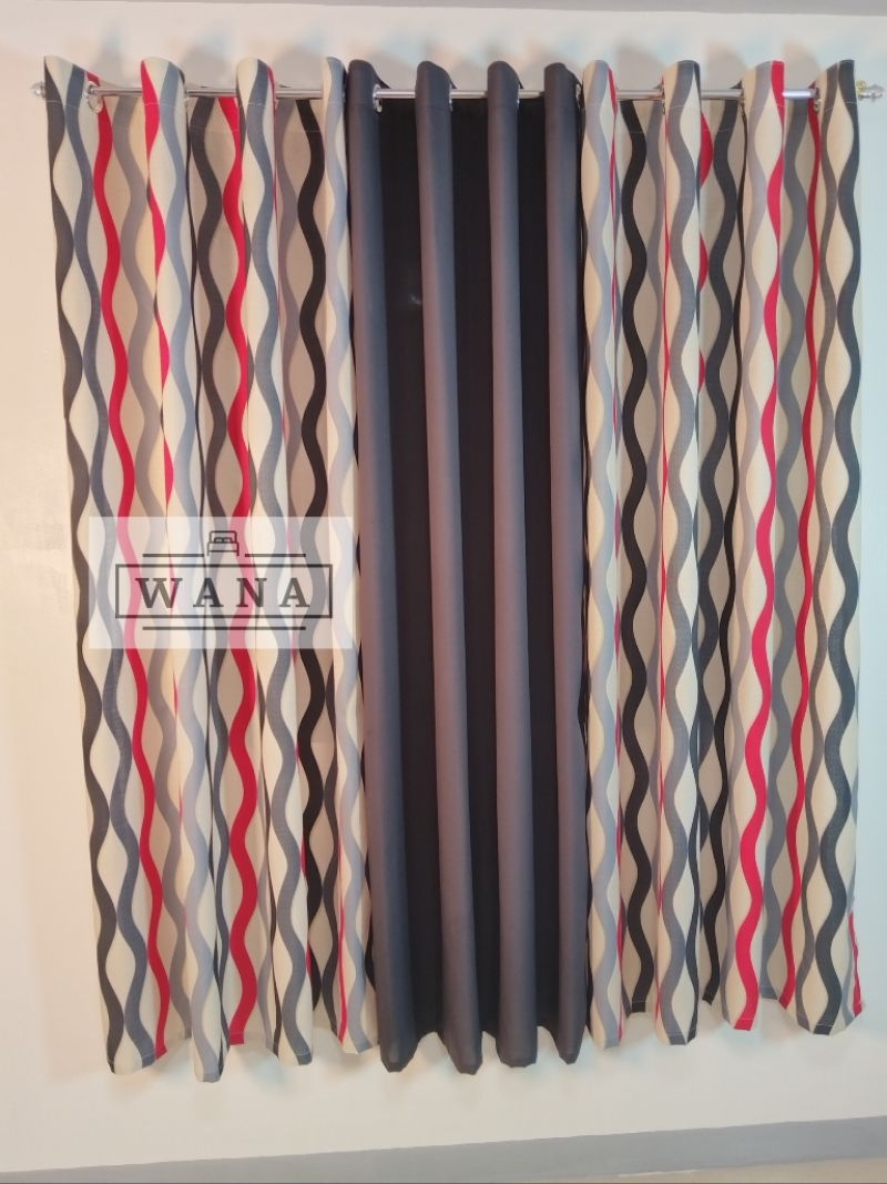 WANA - 3in1 Set Bowie Red Ring Window Curtain Sold by set 6Feet | 7Feet ...