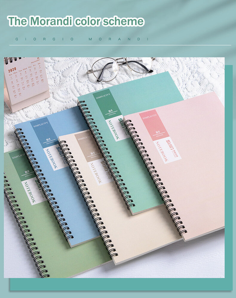 A5 Spiral Notebook Set Morandi Solid Colors Spring Notebook NoteBook ...