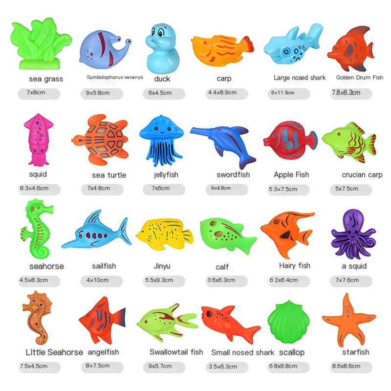 16/32 Pcs Fishing Toys Magnetic Fishing Rod Fish Hook Inflatable Pool ...