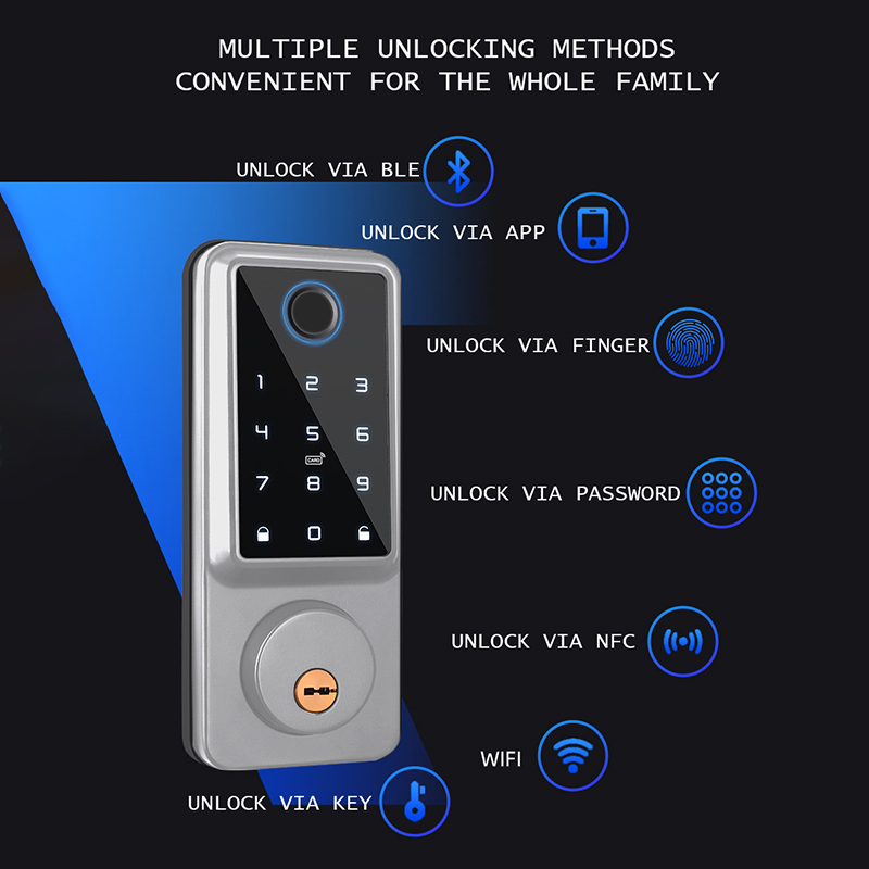 Deadbolt Smart Lock Handle TTLock App/Fingerprint/Card/Code/Key Unlock ...