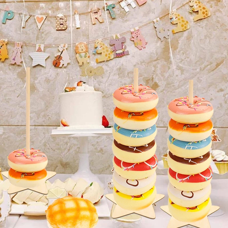 Wooden Donut Wall Display Stand Doughnut Holder Wedding Birthday Decor ...