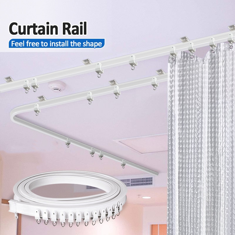 PACKONE Curtain Rail Flexible Curved Ceiling Curtain Rail DIY for Room ...