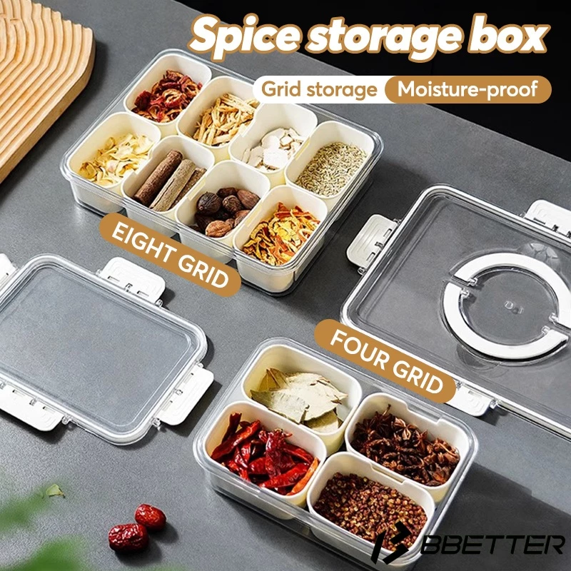 Clear Lid Food Spice Sealed Box Compartments Seasoning Condiments ...