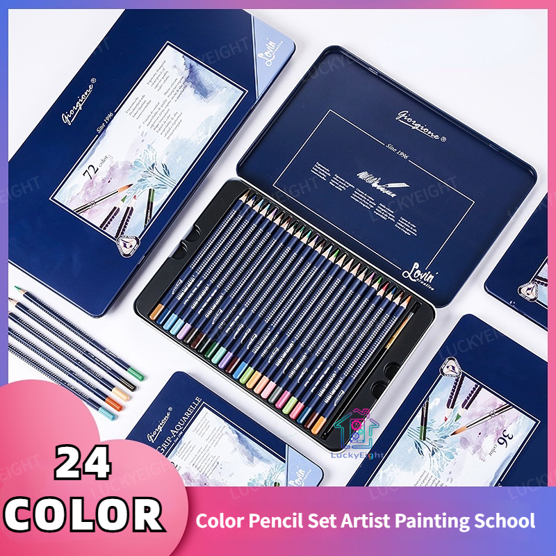 24 Colors Watercolor Pencils Gift Set Professional Artist Colored ...