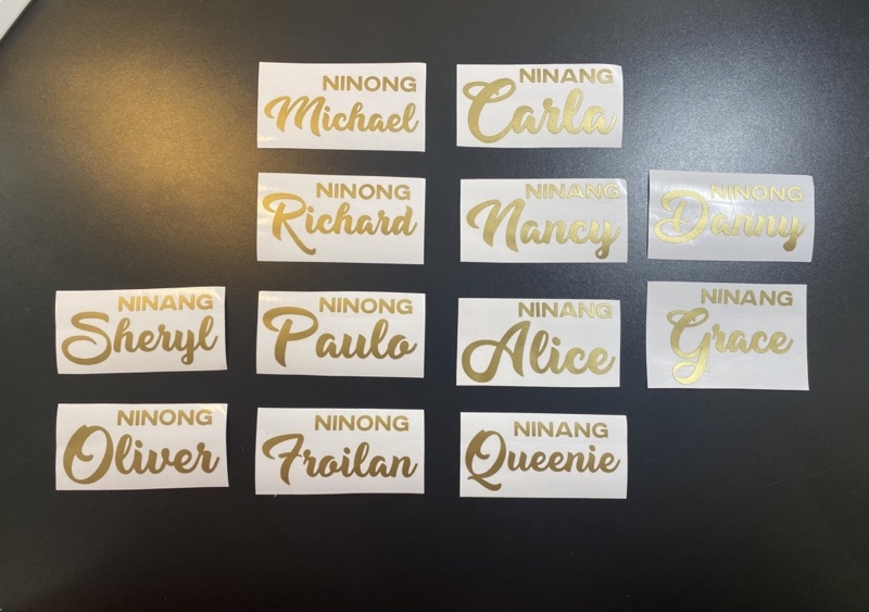 Personalized Sticker Name for Ninong and Ninang - Customized names ...