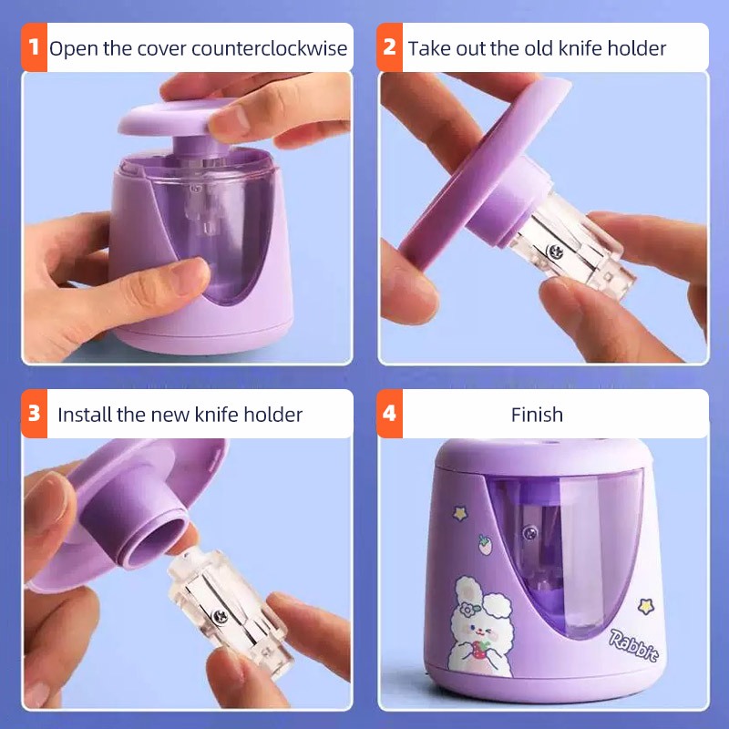 Automatic Electric Pencil Sharpener with Cartoon Stickers Stationery ...