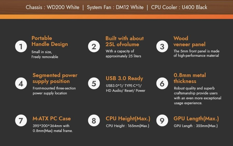 Darkflash WD200 M-ATX Wood Edition Copmuter PC Case (Black | White ...