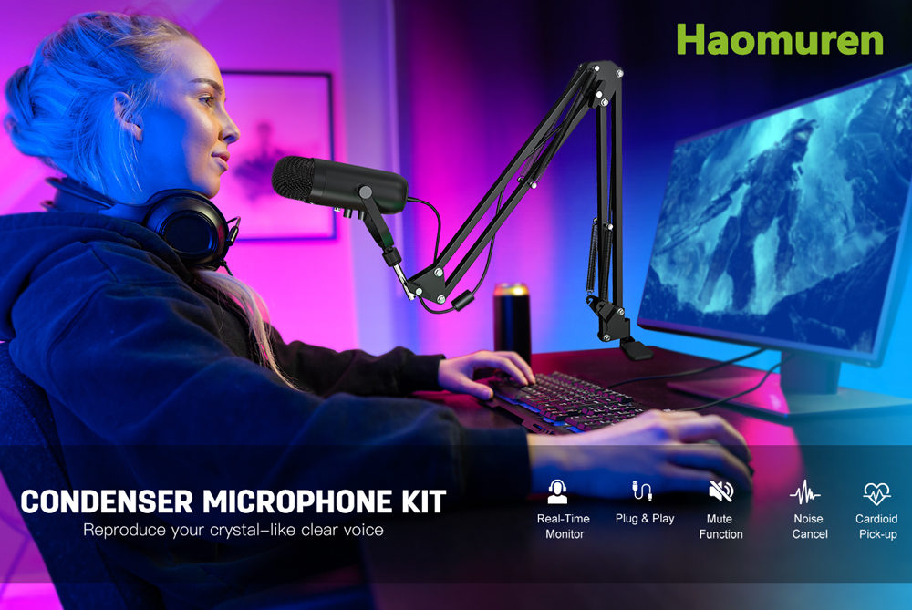 Haomuren K66S USB Microphones Streaming Podcast PC Condenser Microphone ...