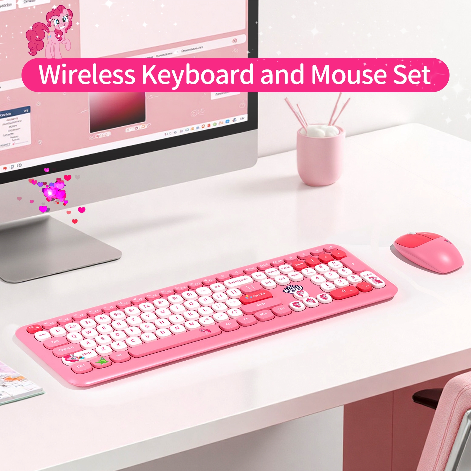 MOFii My Little Pony USB Wireless Keyboard and Mouse Set Super Pink ...