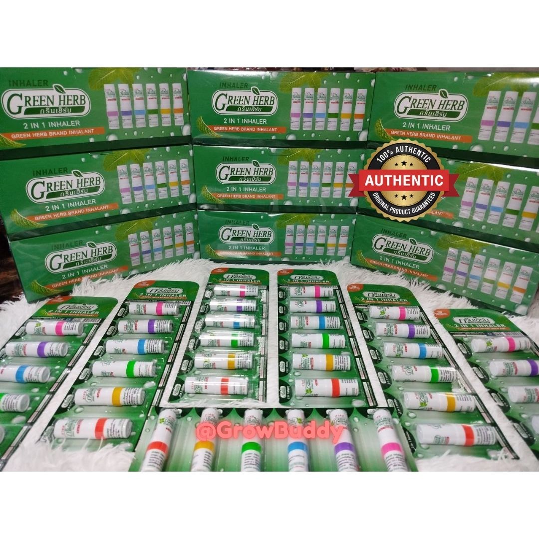 AUTHENTIC Thailand GREEN HERB 2 IN 1 INHALER MENTHOL 72% Random GREEN ...