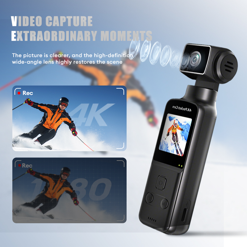 4K Ultra HD Pocket Action Camera 1.33 Inch Anti Shake 270° Rotation ...