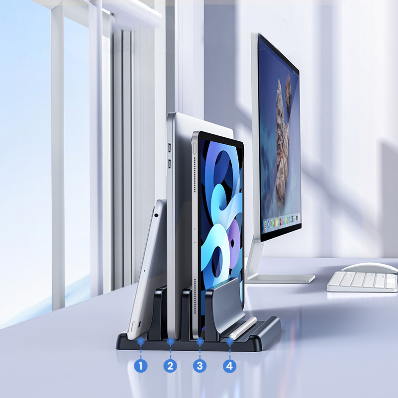 Vertical Laptop Stand Dual-Slot Adjustable Computer Rack Storage Stand ...