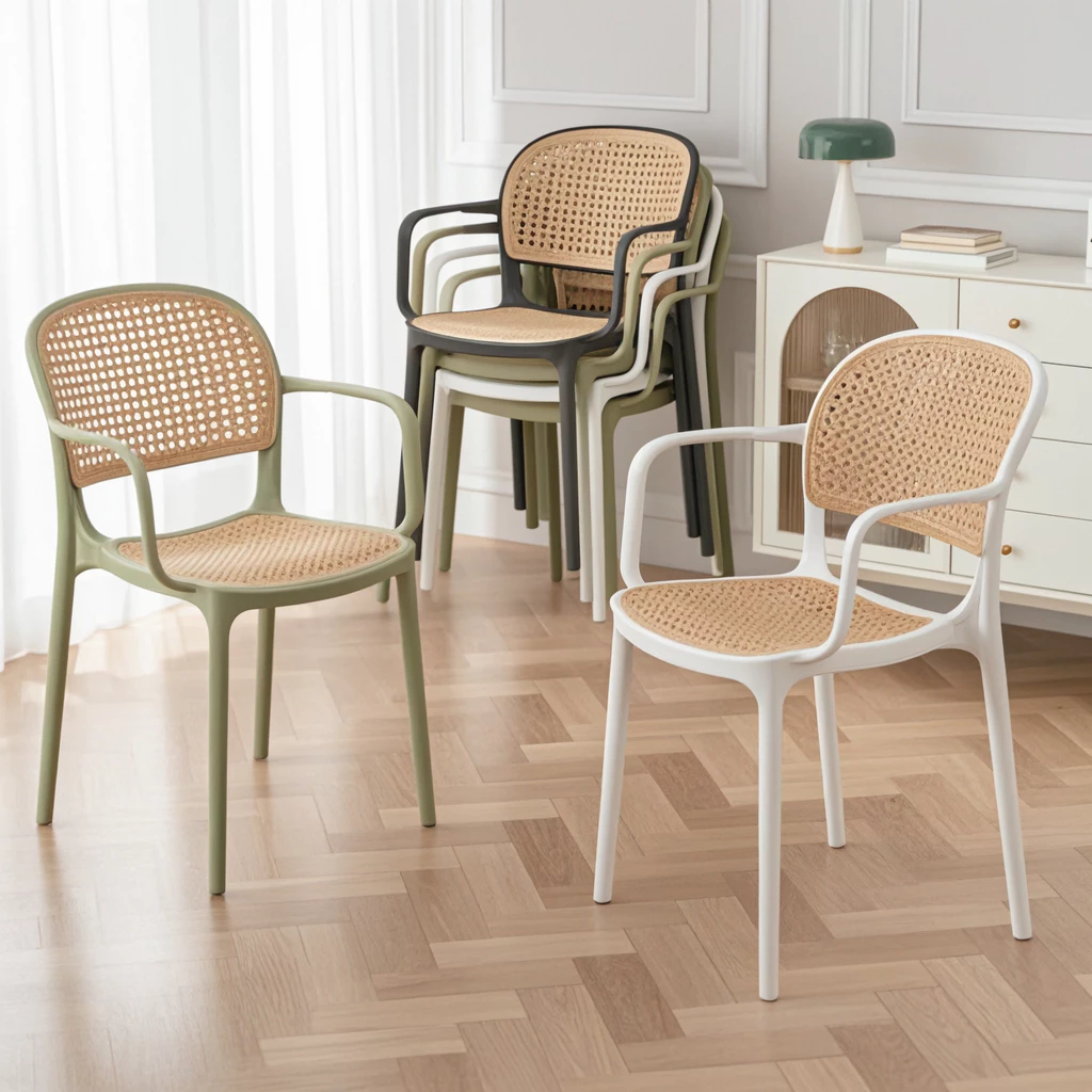MOLECQ MALL Backrest rattan chair, armchair home chair, dining chair ...