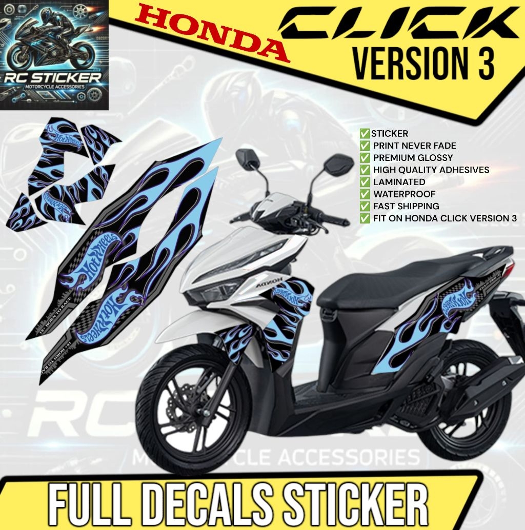 HONDA CLICK VERSION 3 FULL DECALS STICKER HOT WHEELS LEFT AND RIGHT ...