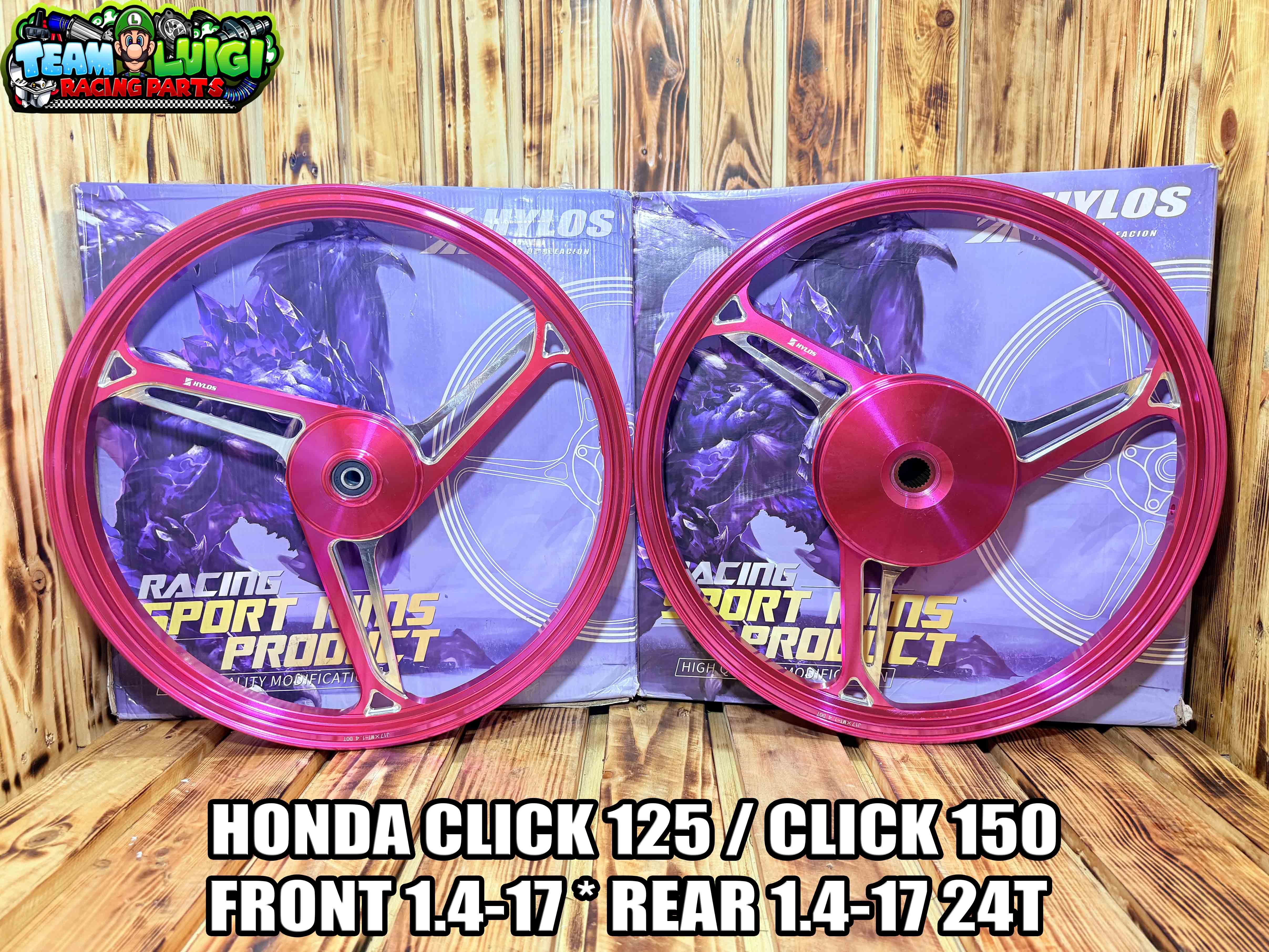 HYLOS CNC MAGS 17s 3 SPOKES 24T HONDA CLICK 125 / CLICK 150 (100% MADE ...