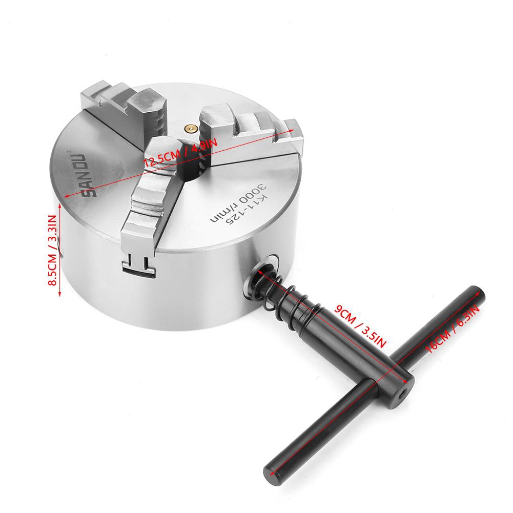 SANOU K125 130mm Dia 3-Jaw Three jaw self centering chuck K11-80/100 ...