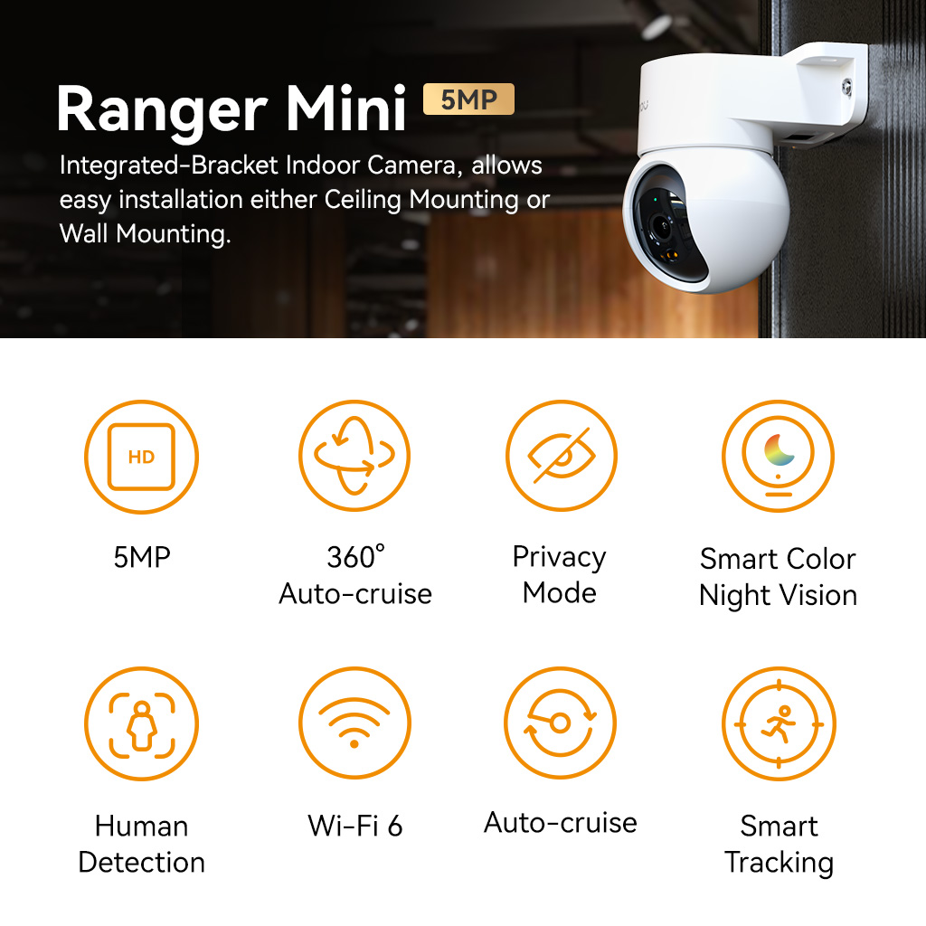 IMOU Ranger Mini 5MP Integrated-Bracket Indoor Camera CCTV Security ...