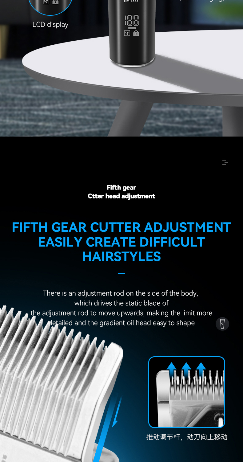 Kemei Hair Machine Professional Cordless Rechargeable Electric Hair ...
