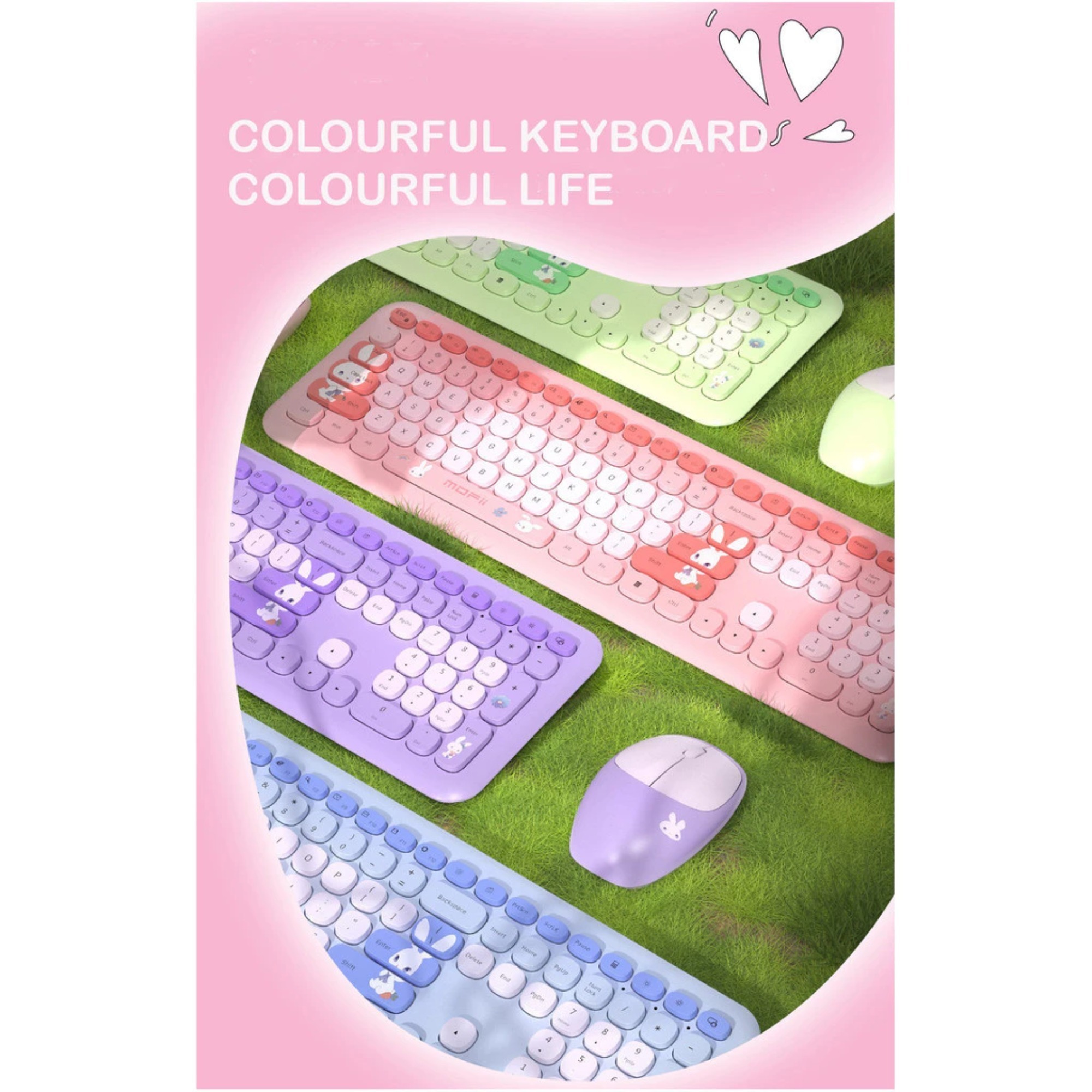 MOFII 666Pro wireless keyboard adorable rabbit design silent keyboard ...