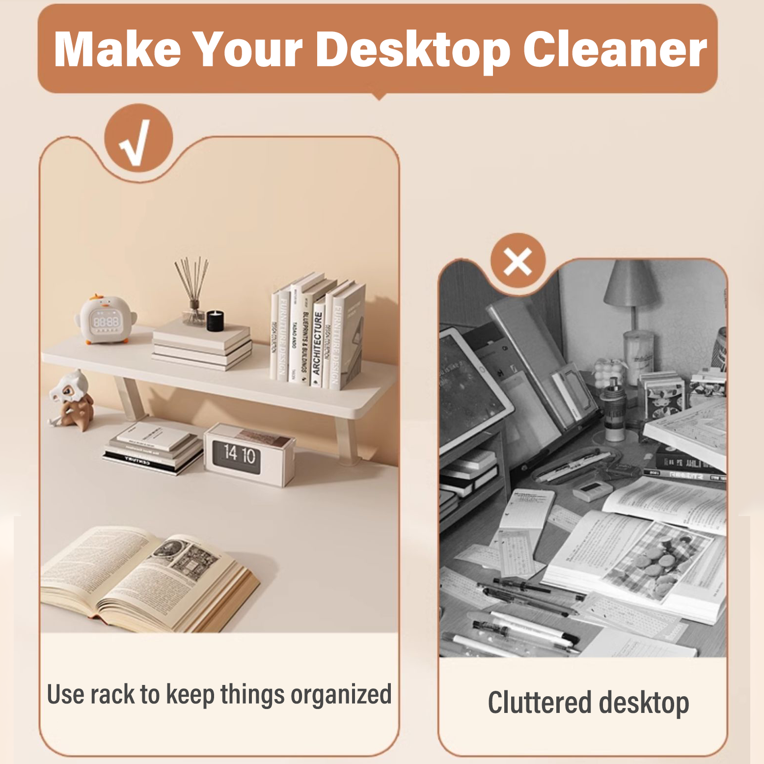 Desktop Organizer Meja Rak Buku Office Floating Rack Tabletop Storage