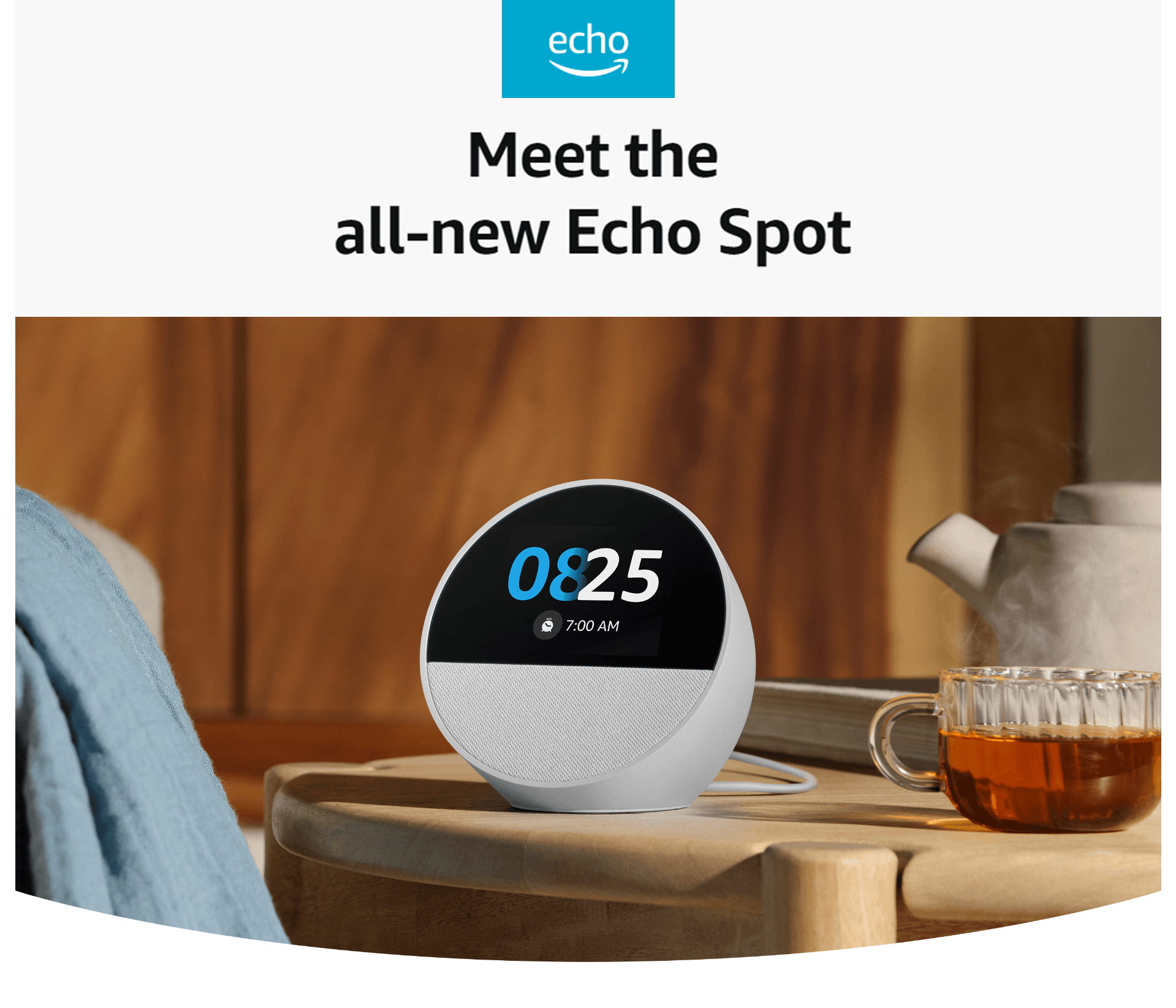 Amazon Echo Spot (2024 release), Smart alarm clock with vibrant sound