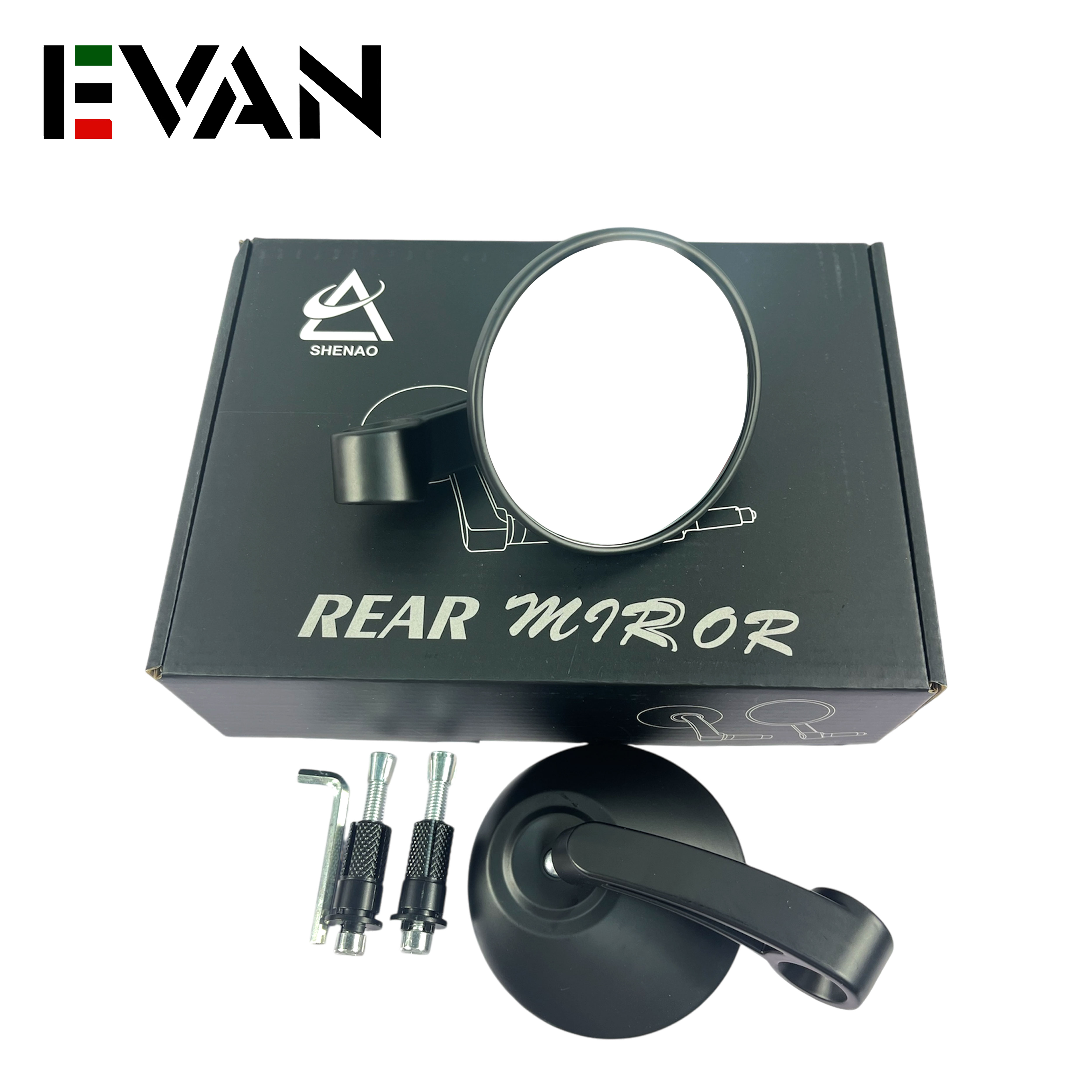 EVAN.COM UNIVERSAL SIDE MIRROR ROUND TYPE WITH BOLTS AND NUTS FOR ...
