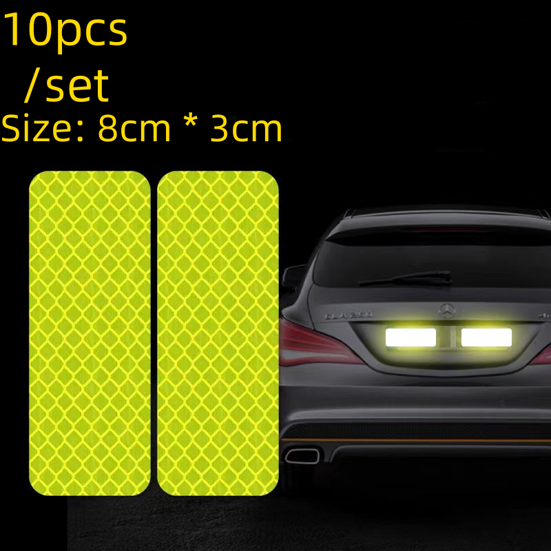 10 Pcs Car Reflective Tape Sticker Safety Mark Self Adhesive Warning