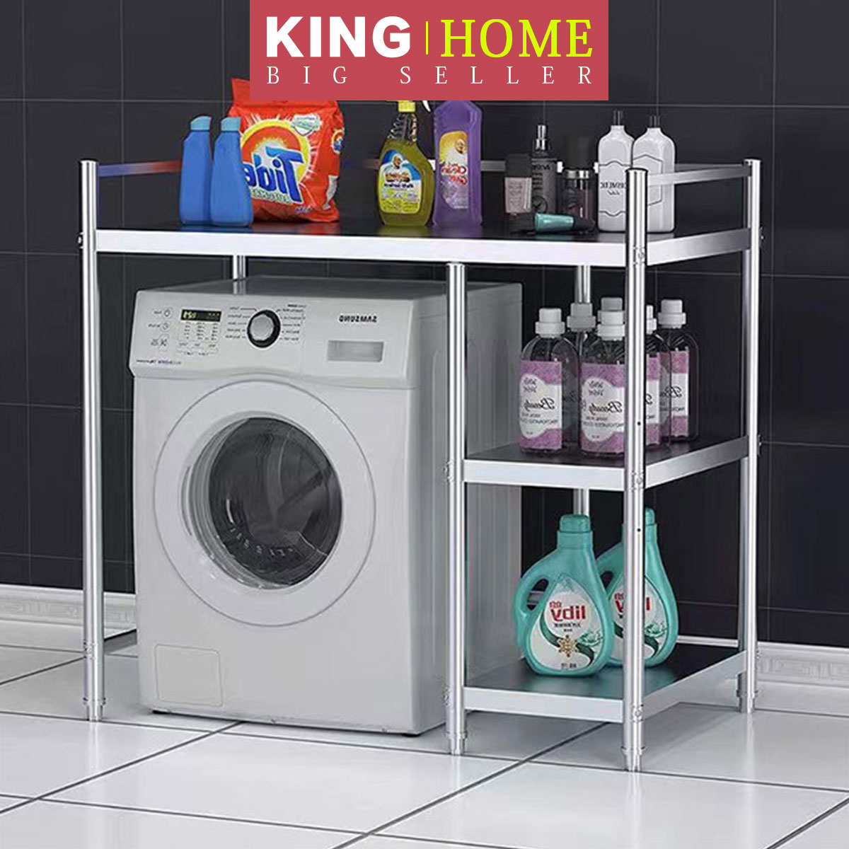 KING HOME Steel washing machine storage rack, bathroom organizer rack ...