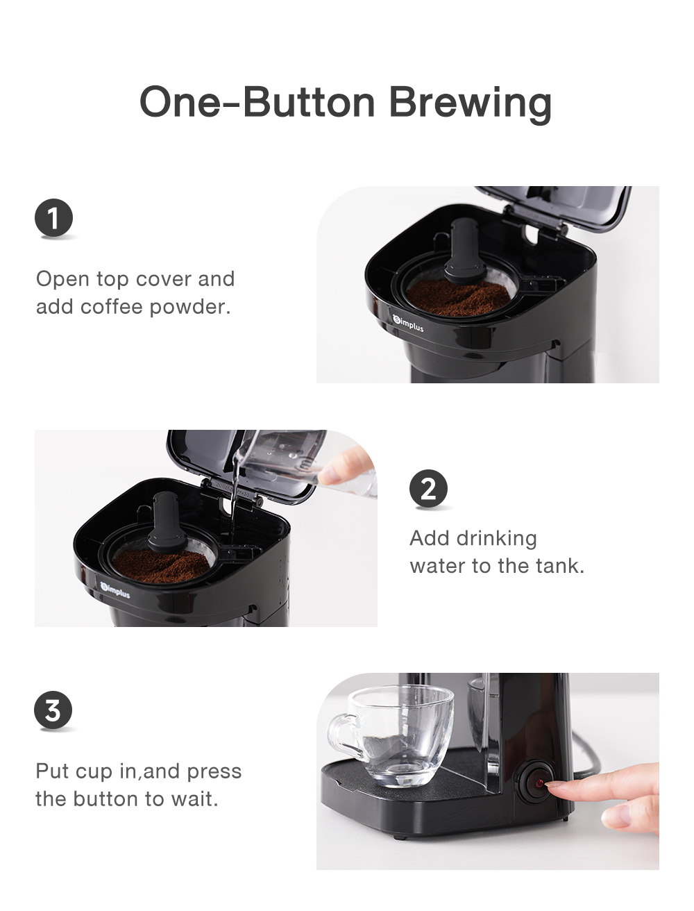 Simplus Coffee Maker Drip Filter Coffee Machine One-Button Dual Cups ...