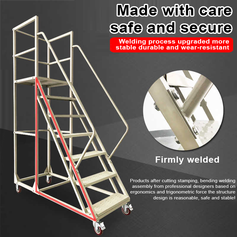 Supermarket warehouse climbing ladder, warehouse mobile platform ...