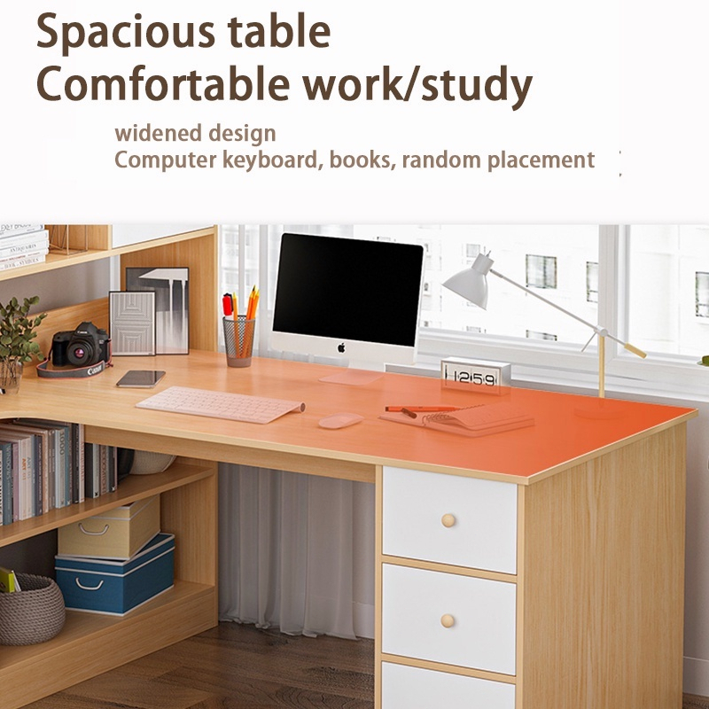 Computer Table With Shelf Drawer Office Table Desk For Home | Shopee ...