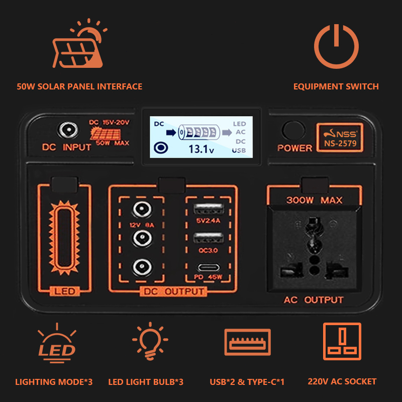 Power Station with Solar Panel 300w 86000mah Solar Generator Powerbank ...
