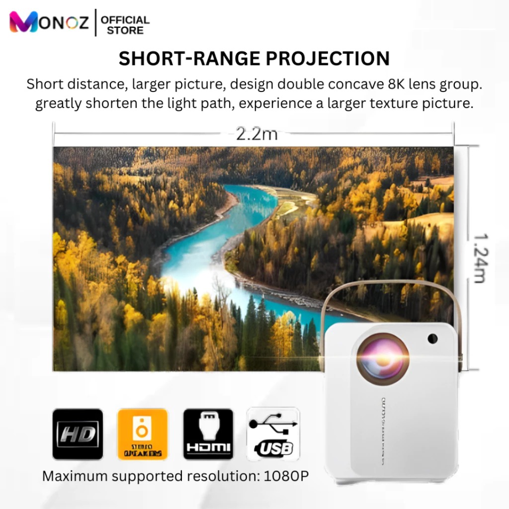 Monoz Portable Smart Projector Y8 Pro 4K UHD 8000Lumens Android For ...