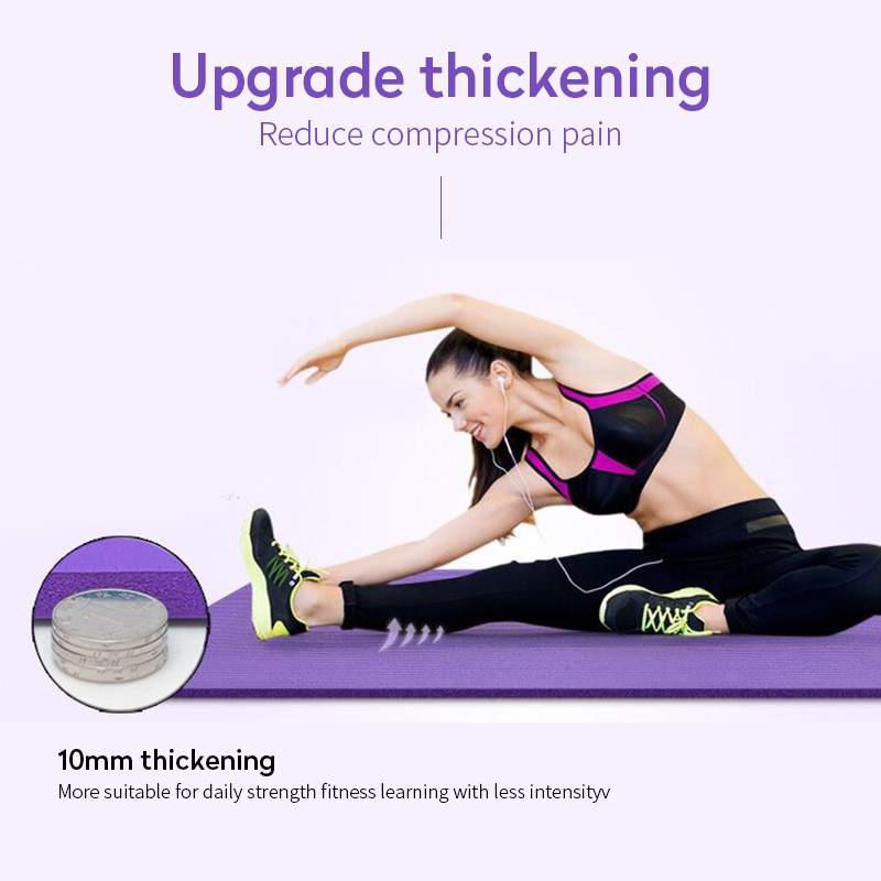 【FREE GIFT】 12MM NBR Yoga Mat Thick Exercise Mat NEW SIZE 183CM×63CM ...