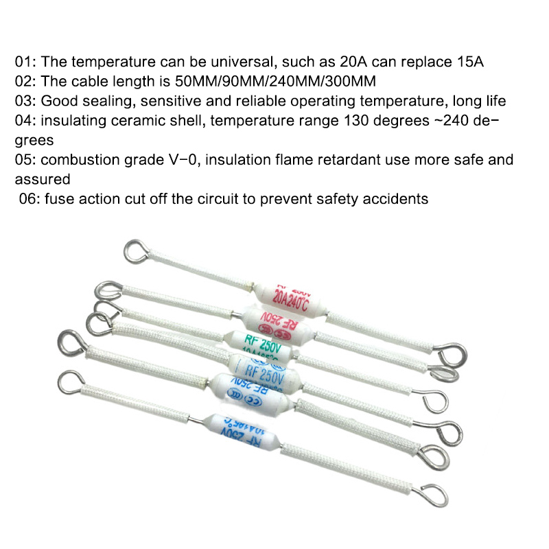 10pcs RF Thermal Fuse Ceramic Temperature Fuse 250V 10A 15A 20A For ...