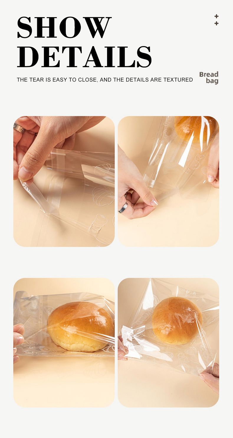 100Pcs Sandwich Wrapper Bag Sandwich Plastic Packing Loaf Bread ...